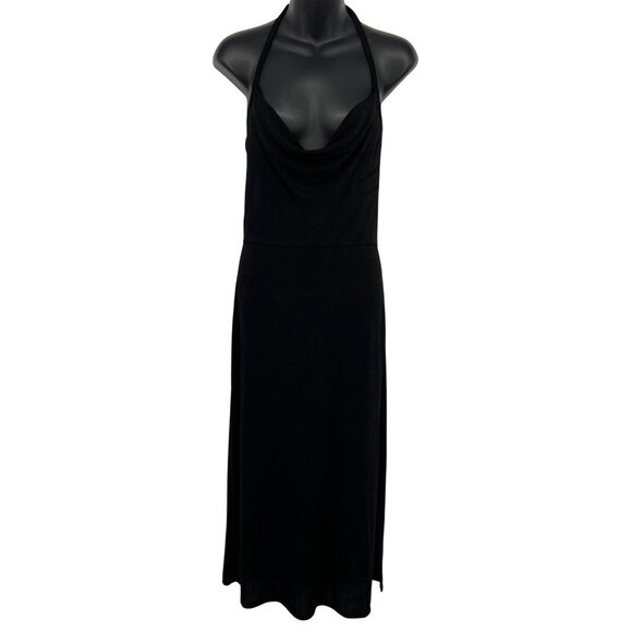 Intimately Free People Black Halter Midi Dress Cowl Neck Medium M New - Picture 1 of 9
